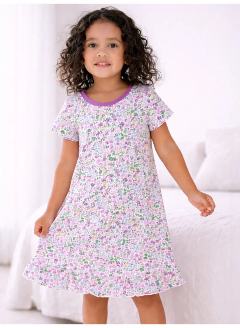victor and jane Girls’ Nightdress – Floral Print Sleep Tee Dress